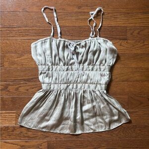 Kimchi Blue Taupe Silver Smocked Peplum Camisole